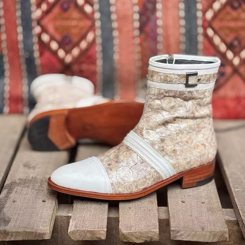 2025 Natural Albino Python Ankle Boots
