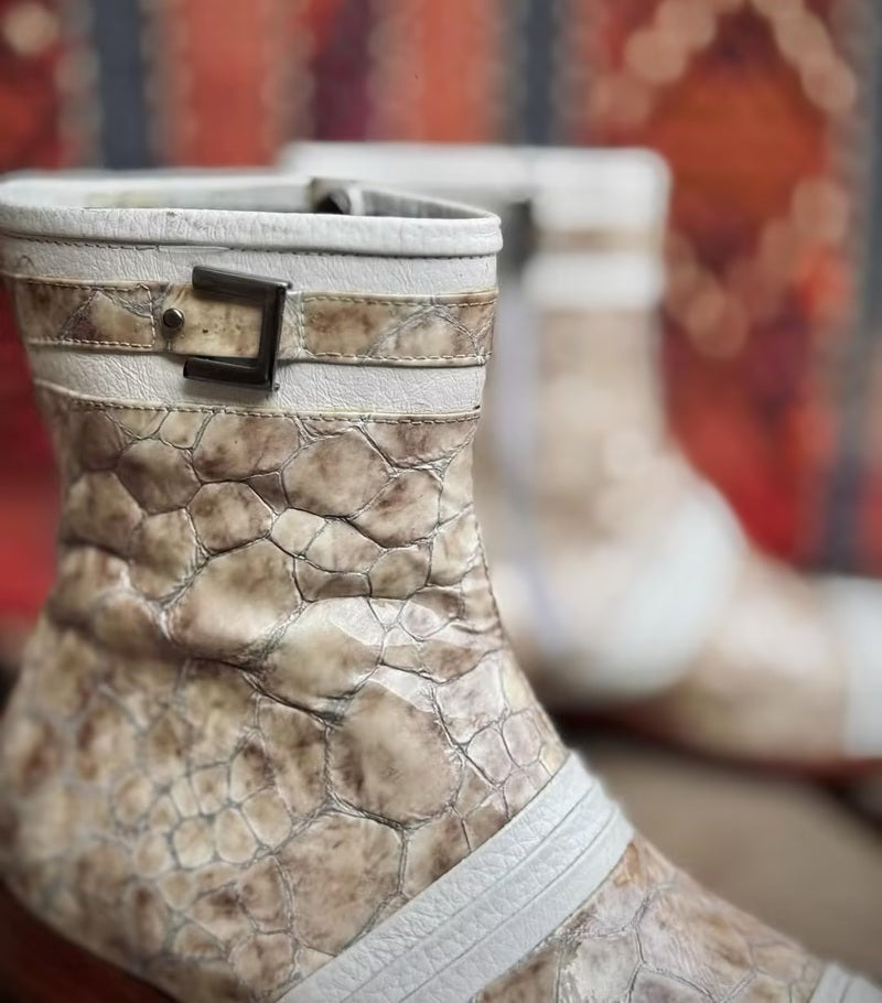 2025 Natural Albino Python Ankle Boots