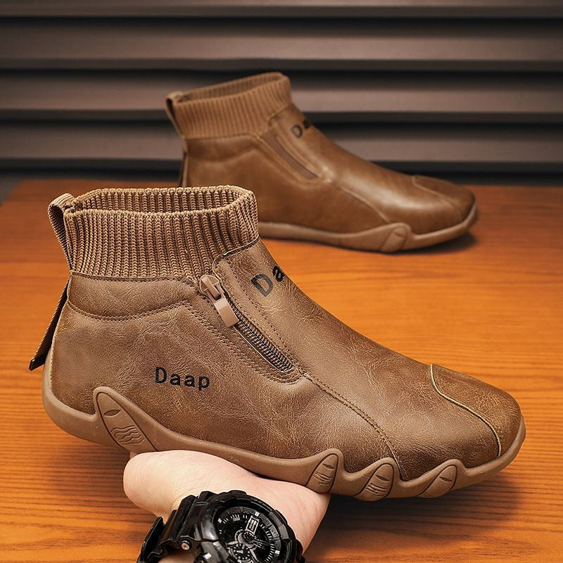 Men's Trendy High-top Outdoor Non-slip Casual Leather Sneaker