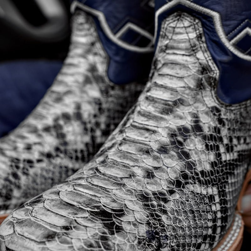 Natural Python Leather Boots - Square Toe