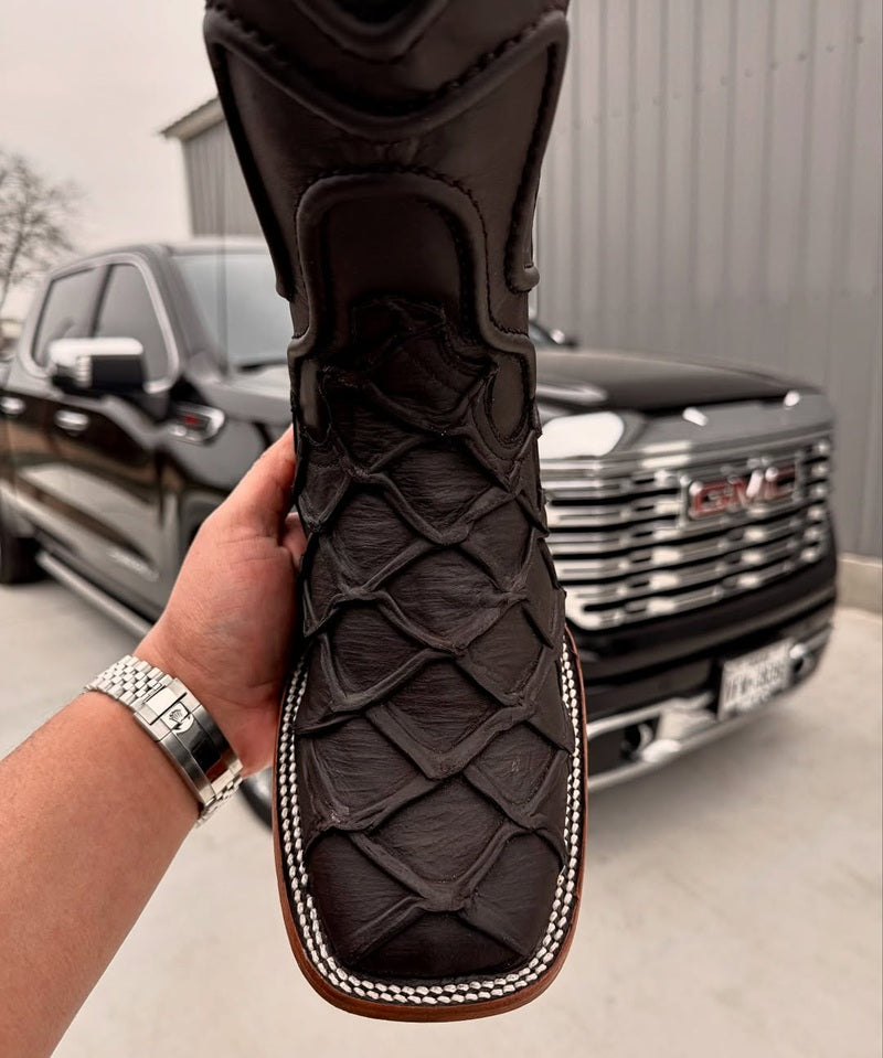 2025 Men's Pirarucu Leather Square-toed Boots