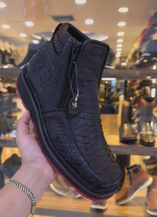 Vintage Cherry Python Cowboy Ankle Boots(Buy 2 Free Shipping✔️)