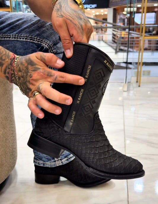 Handmade Vintage Printed Python Boots