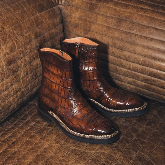 2025 Italian Handmade Python Western Boots