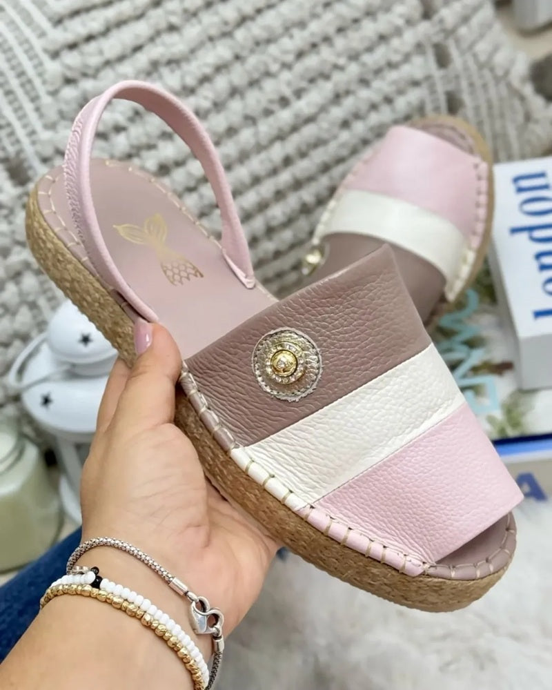 Crocodile-Embossed Strappy Flat Sandals