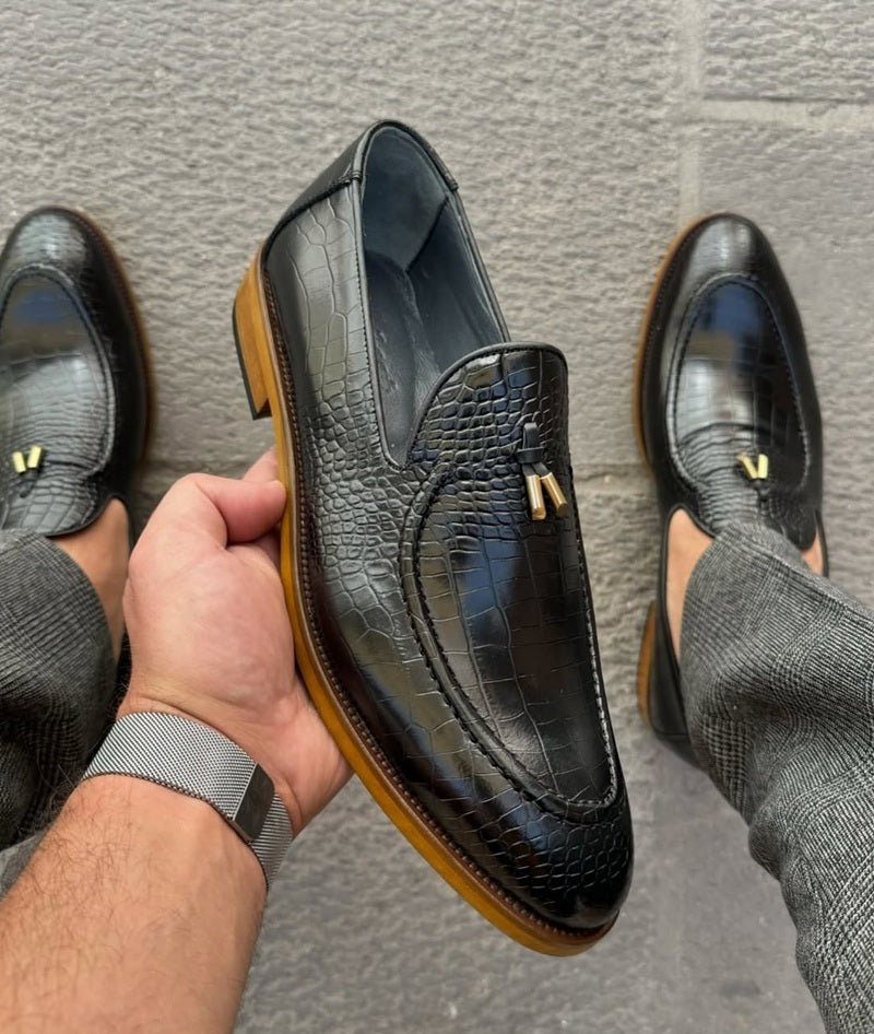 2025 Italy Handmade Crocodile Leather Shoes: