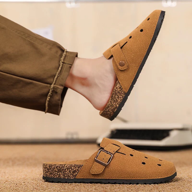Suede Cutout Platform Mule Shoes