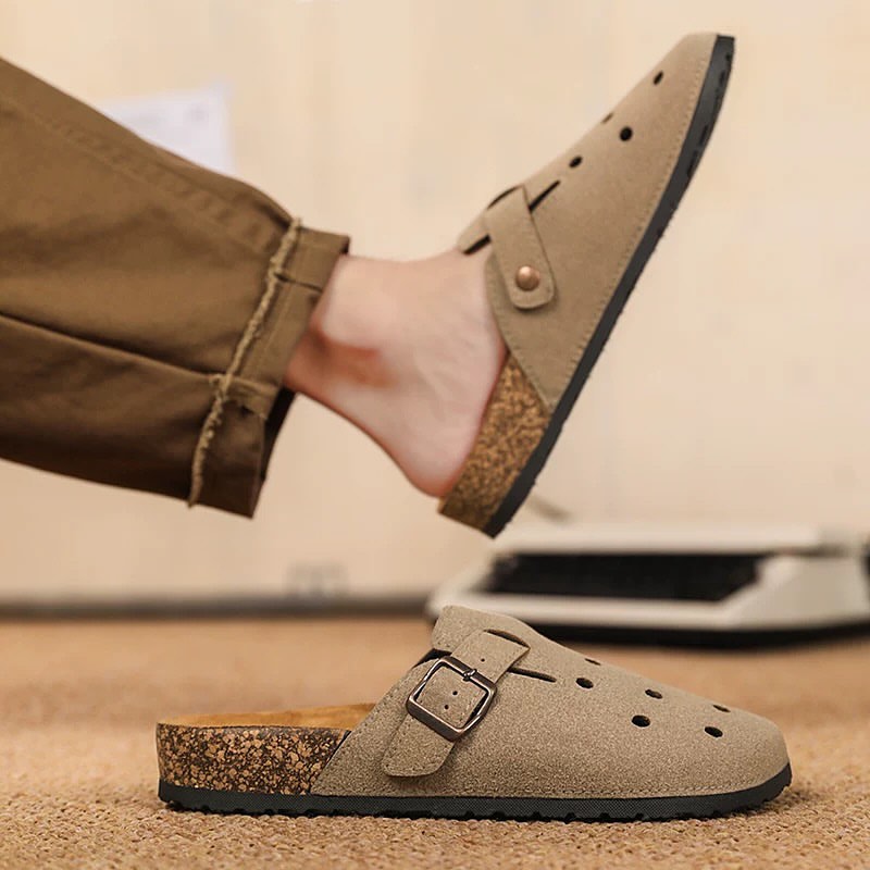 Suede Cutout Platform Mule Shoes