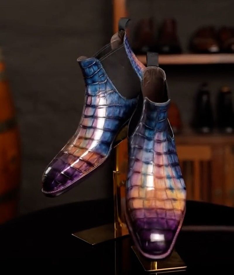Gradient Crocodile Chelsea Boots