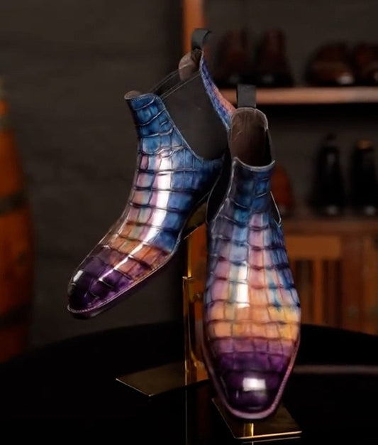 Gradient Crocodile Chelsea Boots