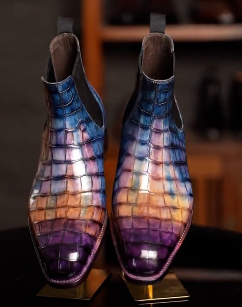 Gradient Crocodile Chelsea Boots