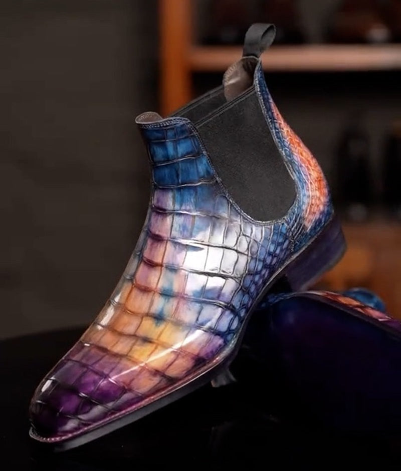 Gradient Crocodile Chelsea Boots
