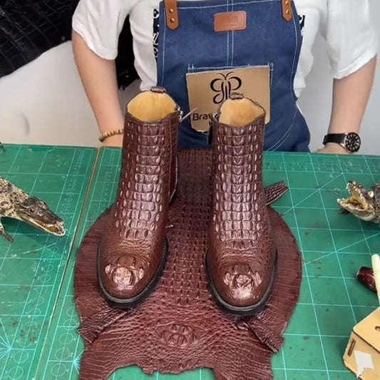 2025 Men's Crocodile Ankle Boots