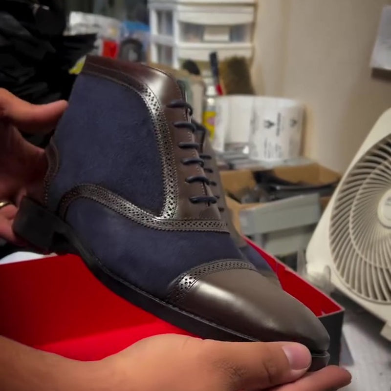 Elite Suede-Leather Brogue Boots