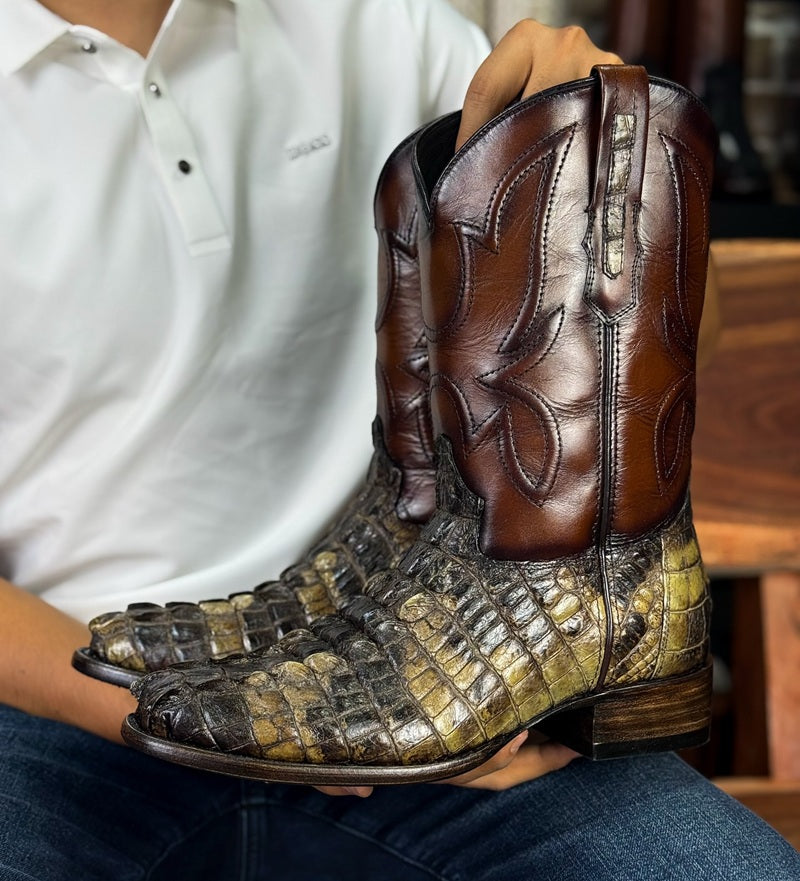 Vintage Croc Leather Ranch Boots