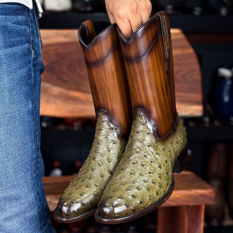 Tan Ostrich Heritage Western Boots