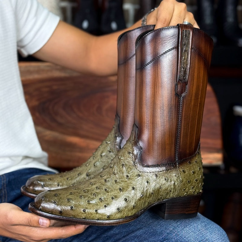 Tan Ostrich Heritage Western Boots