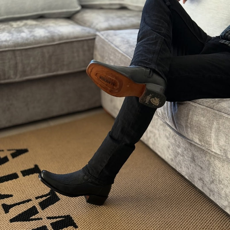 Men's Faux Shark Leather Patchwork Boots