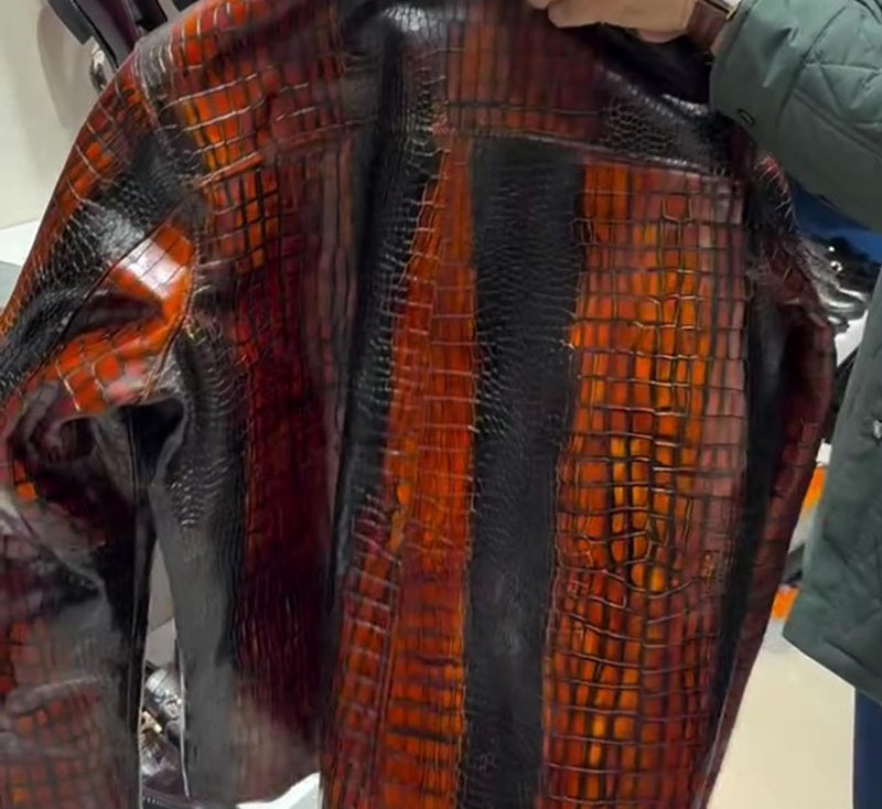 2026 Men's Crocodile Leather Jacket