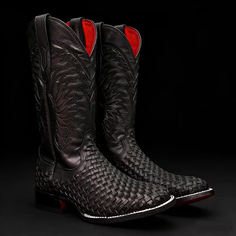 Black Weave Cowboy Boots