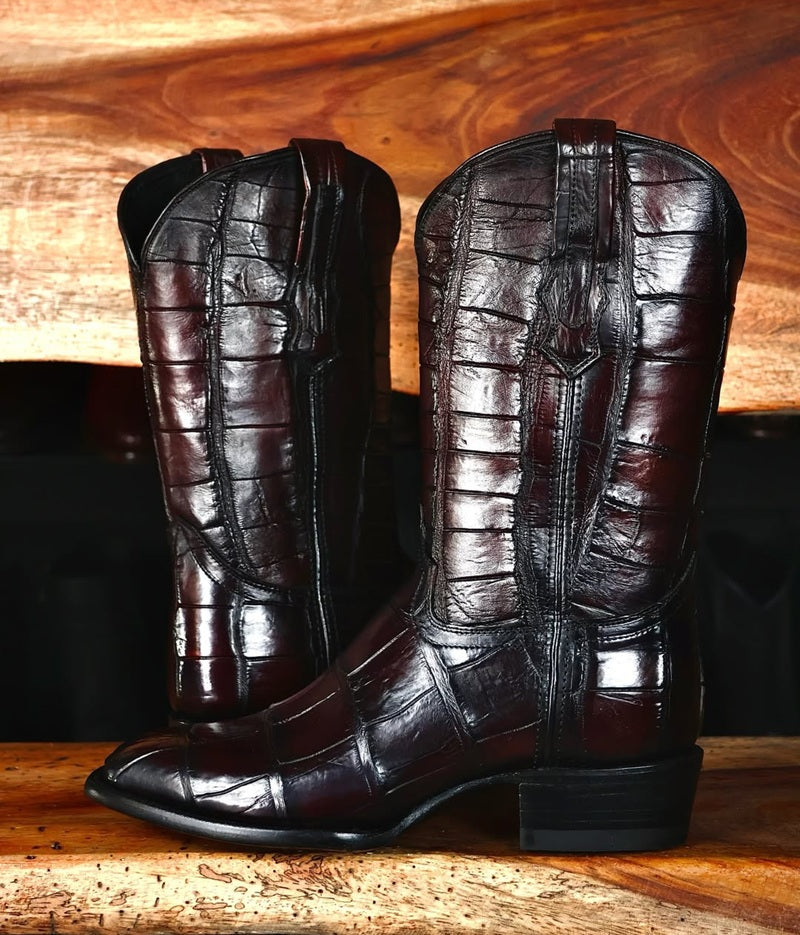 Exotic Crocodile Embossed Tall Western Boots