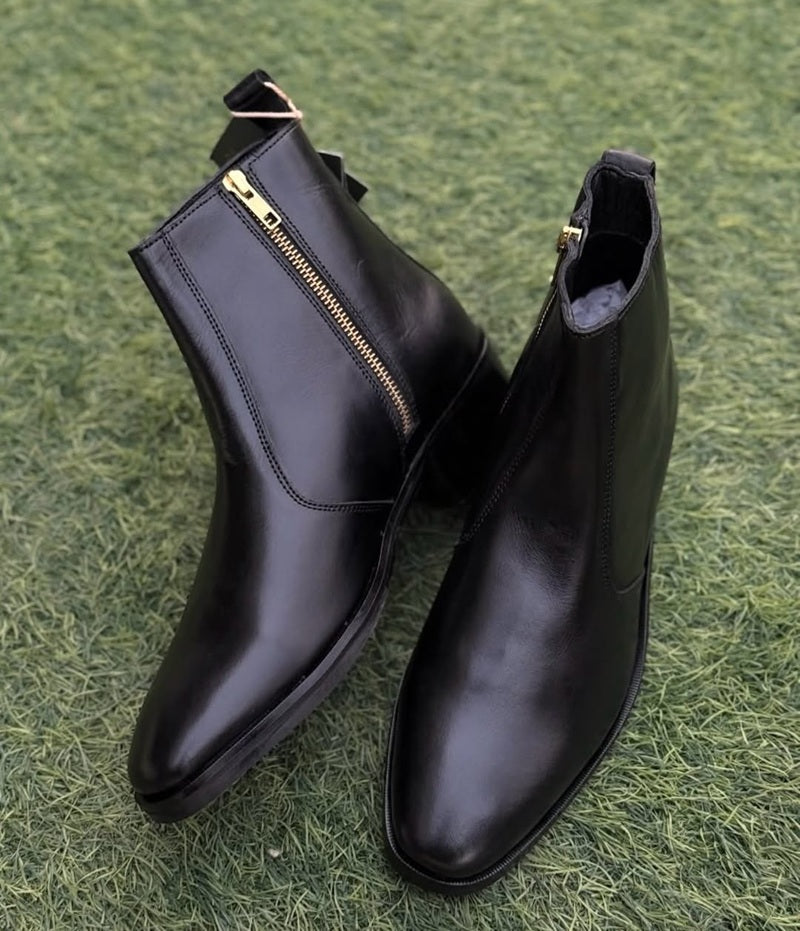 Men's Leather Point-Toe Ankle Boots