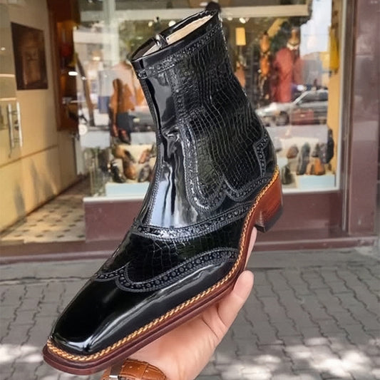 Men's Brisk-Heeled Leather Ankle Boots