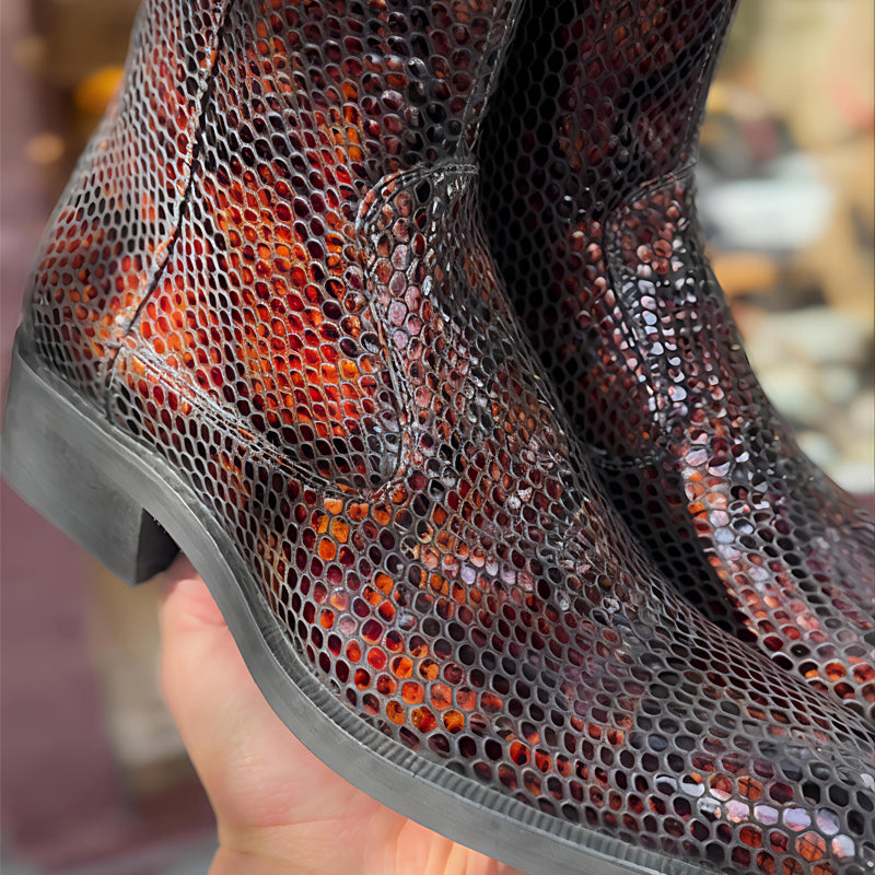 Men's Python-Print Zip Ankle Boots