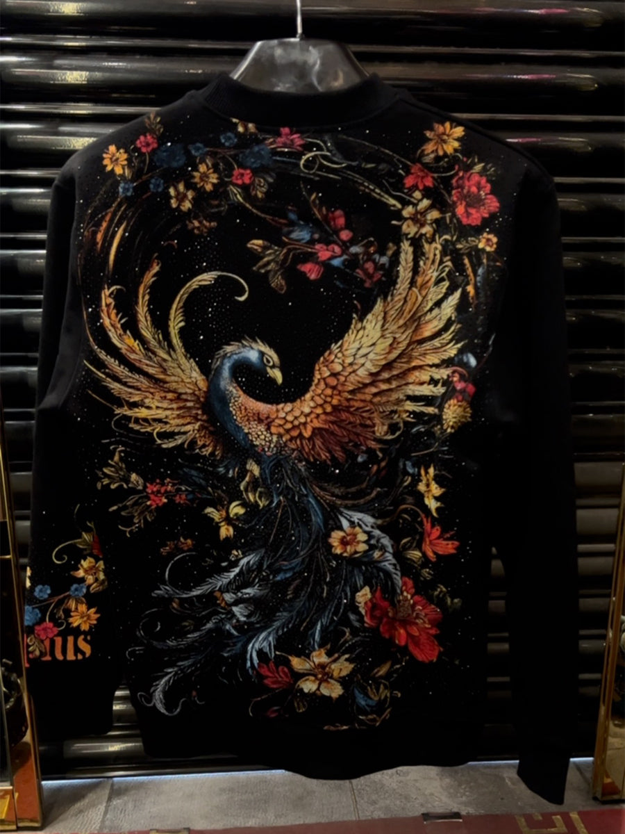 Men's Digital Print Rhinestone Sparkle Sweater