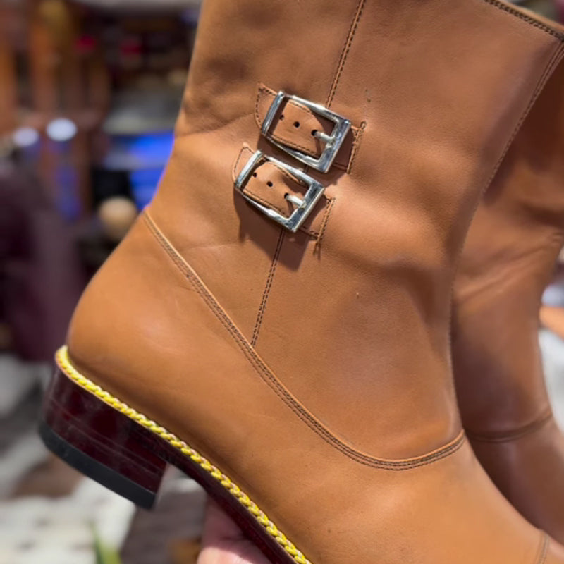 Men's Buckle Zip Up Boots