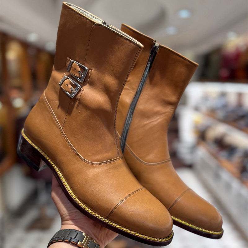 Men's Buckle Zip Up Boots