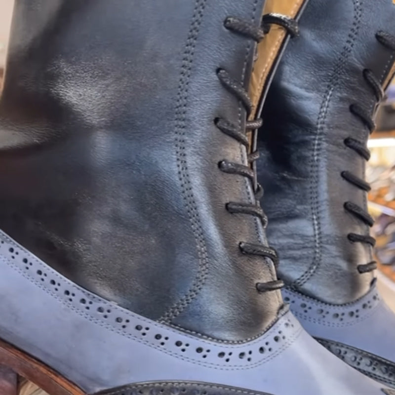 Men's Lace-Up Color Block Flat Martin Boots