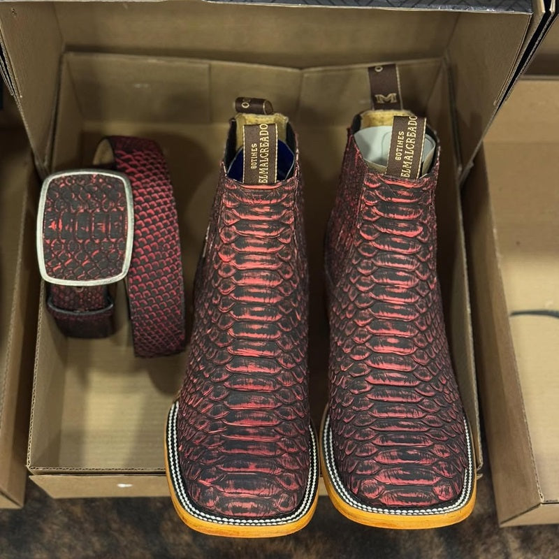 Men's Handmade Blue Devil Crocodile Boots