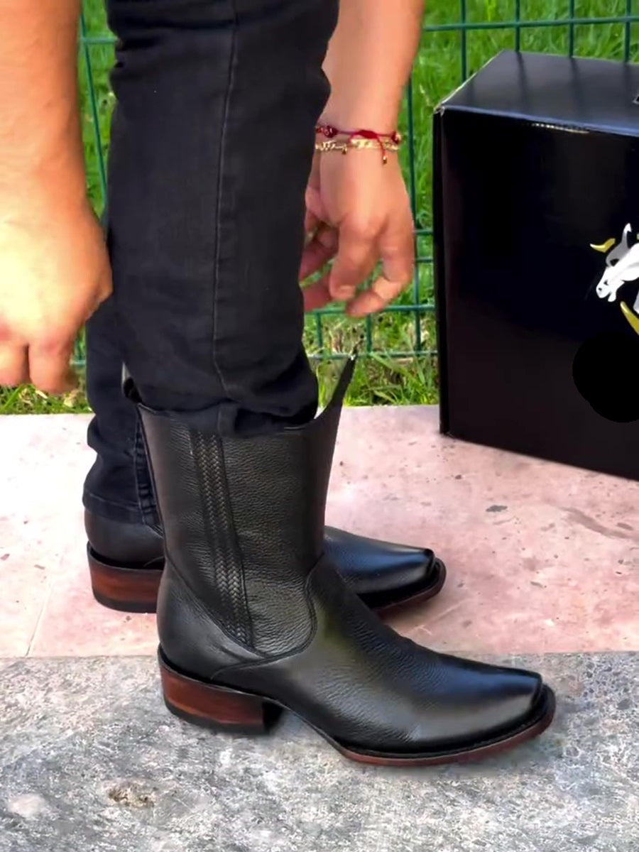 Men's Handmade Leather Woven Boots