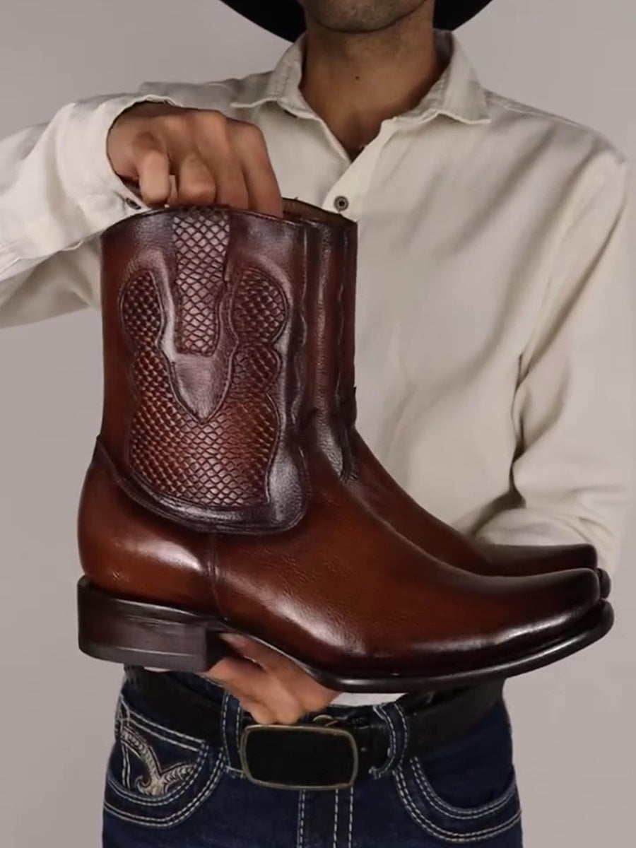 Men's Vintage Carved Leather Handmade Boots