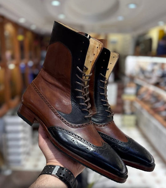 2025 Men's Handmade Bison Leather Boots