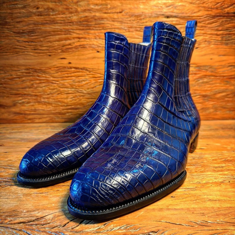 Men's Handmade Crocodile-Embossed Chelsea Boots