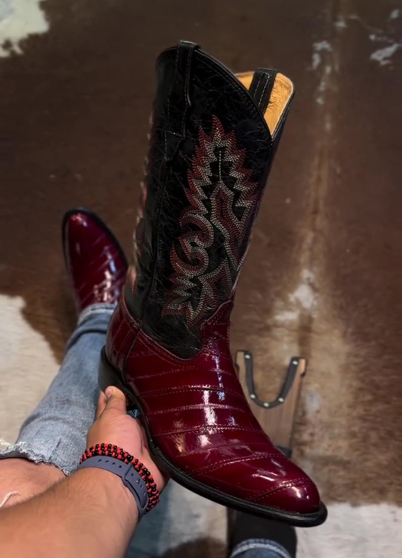 Vintage Embroidered Crocodile-Print Western Boots