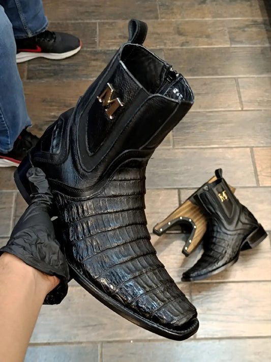2024 Men's Crocodile Leather Ankle Boots
