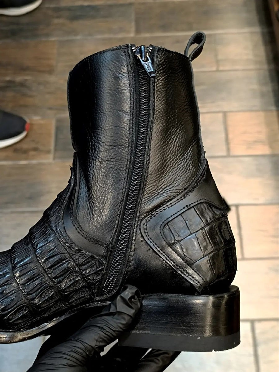 2024 Men's Crocodile Leather Ankle Boots
