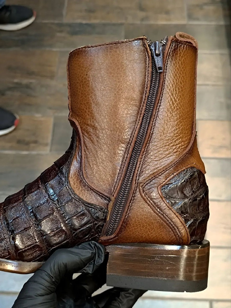 2024 Men's Crocodile Leather Ankle Boots