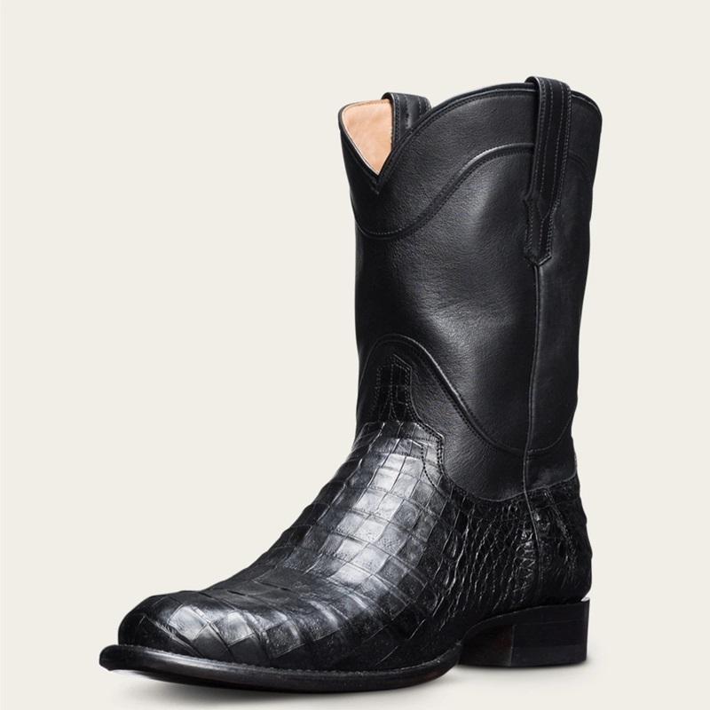 Men's Round Toe Square Heel Low Boots