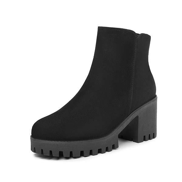 Women's Round-Toe Chunky High Heel Chelsea Boots With Thick Sole
