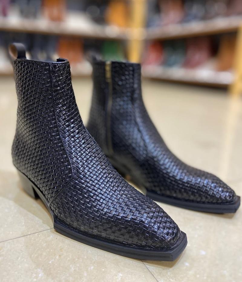 2025 Men's Crocodile Leather Ankle Boots