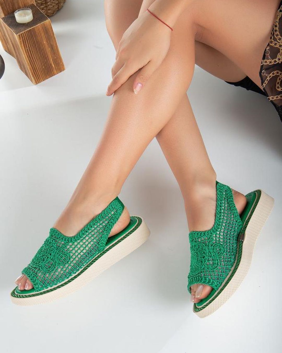 Lace Straw Detailed Women's Sandals