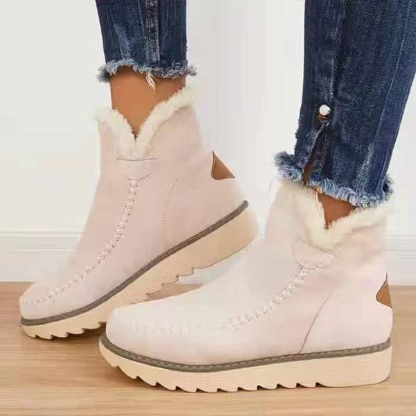 Women'S Rabbit Fur Warm Wedge Snow Boots