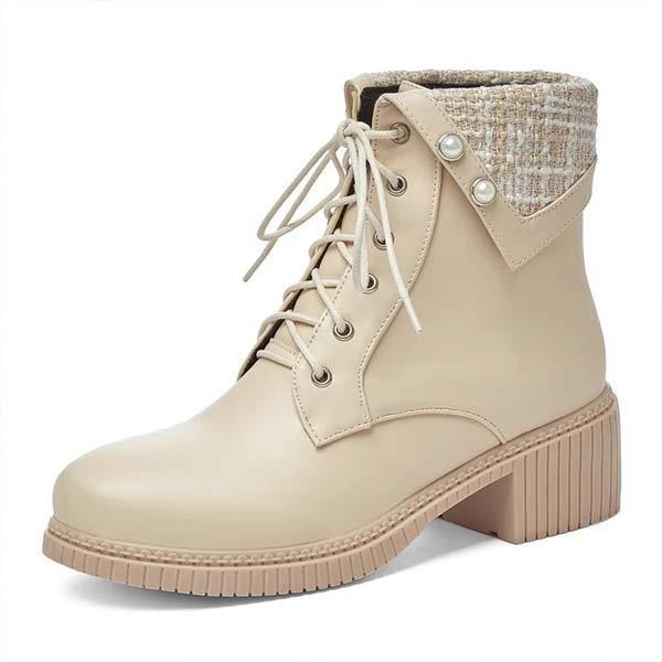Women's Strap-Adorned Short Boots With Chunky Martin Heels