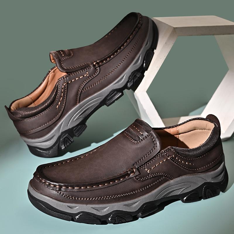 Men's Casual Walking Shoes Genuine Leather Slip-On Loafers