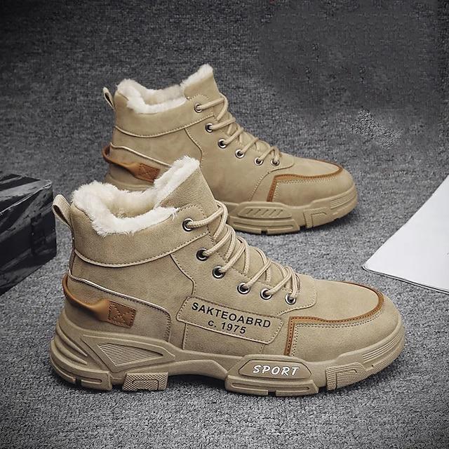 Men's Fleece-lined Hiking PU Warm Non-slip Boots