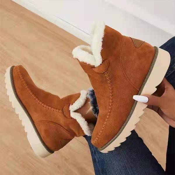 Women'S Rabbit Fur Warm Wedge Snow Boots